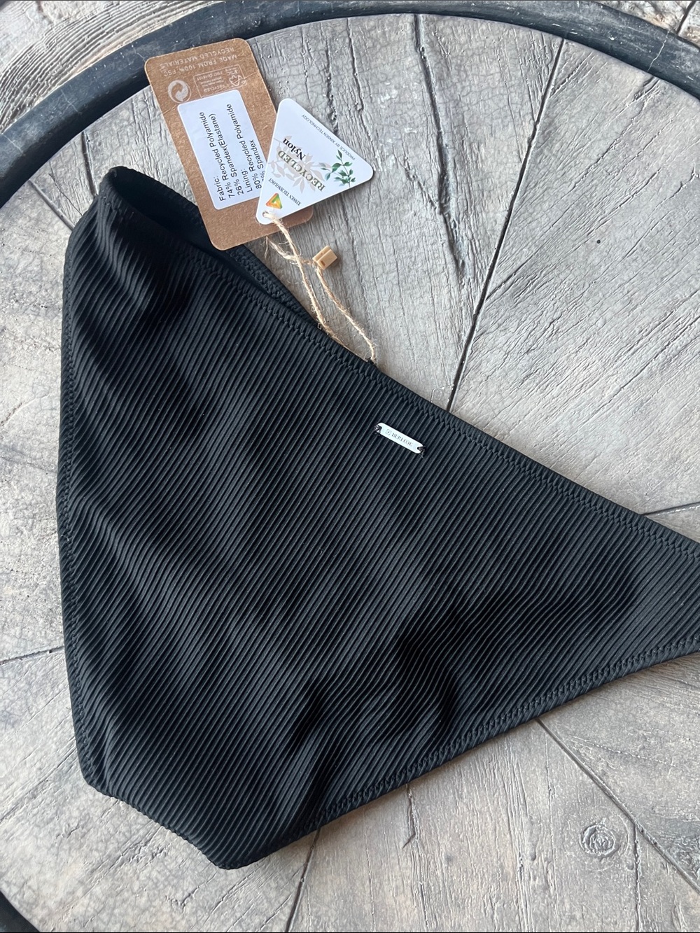 Black Ribbed Bikini Bottom - Women Swim medium B35 - Picture 5 of 6